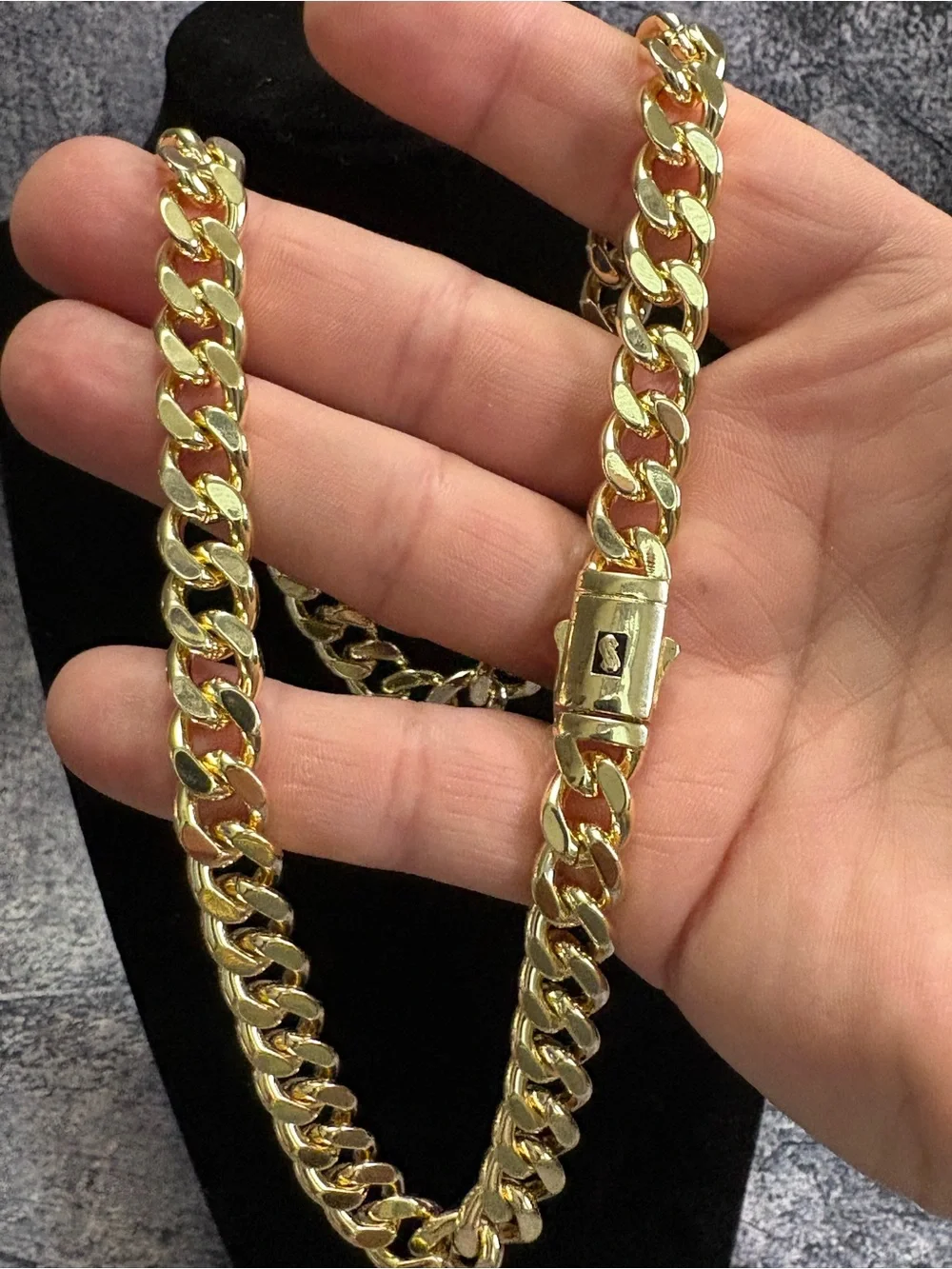 Classic Gold Filled Cuban Link Necklace with stamped Box Lock- Mens Jewelry